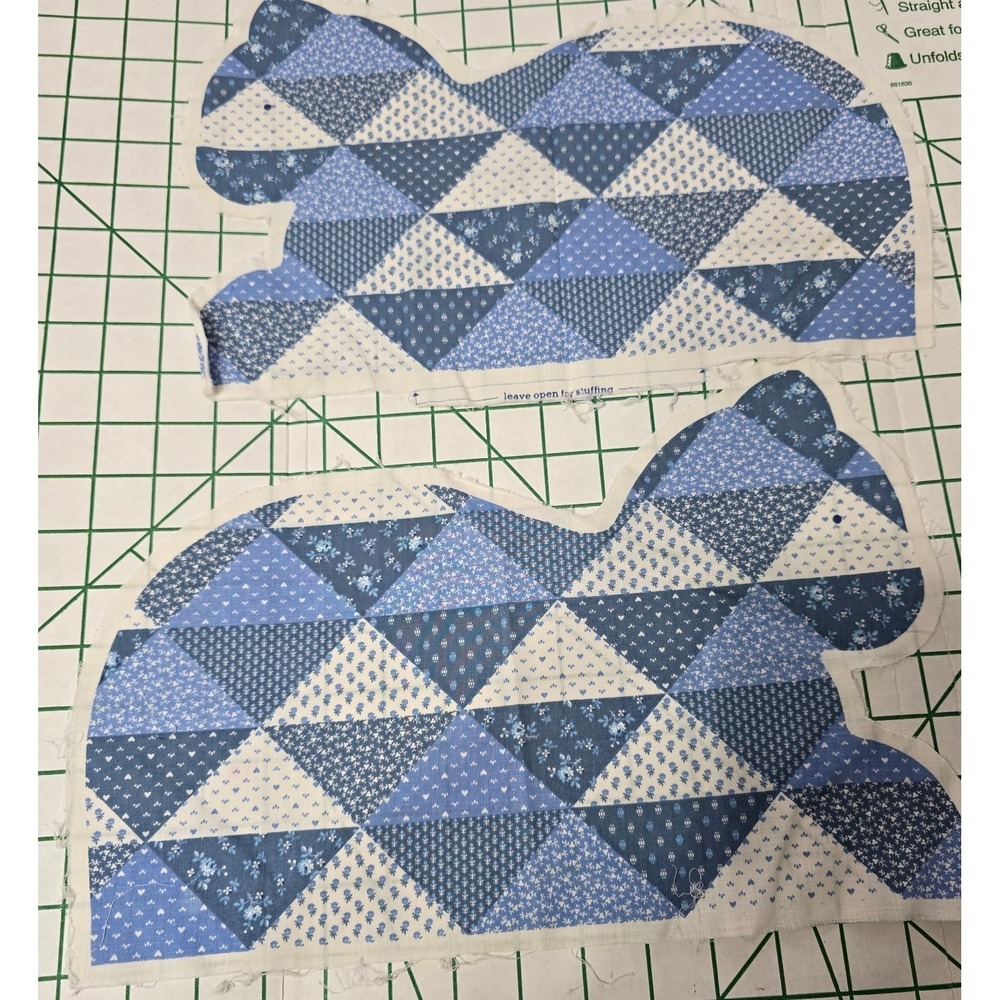Vtg Blue CALICO CAT Kitten Pillow Cut Sew Panel Fabric The Country Cat